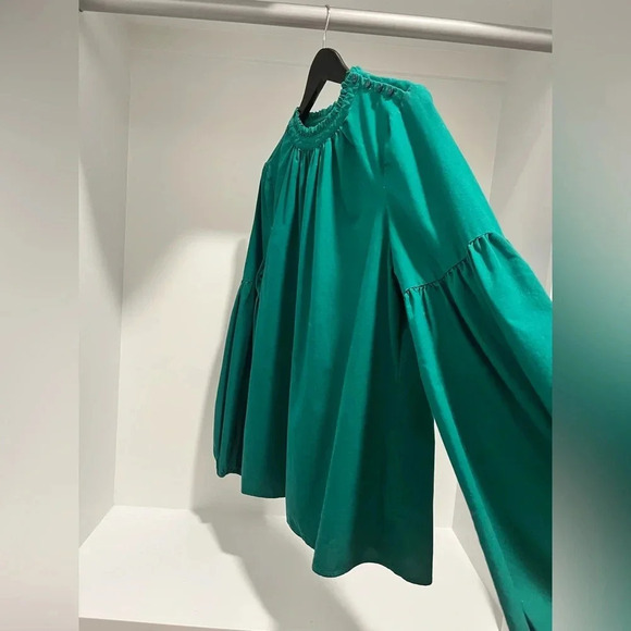 Worthington Green puff long sleeved blouse womens large ruffled collar - Picture 4 of 8